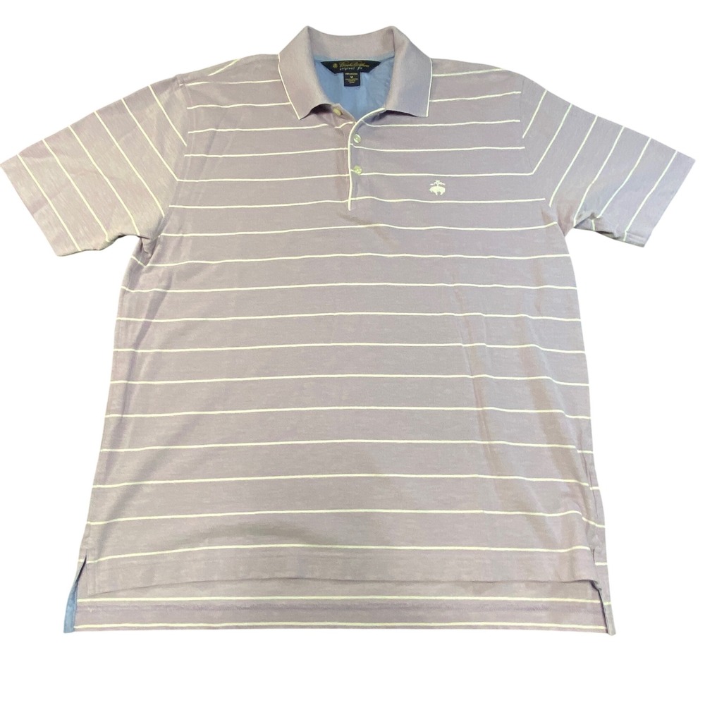 Brooks Brothers Mens Original Fit Mercerized Cotton Striped Polo Shirt Purple M